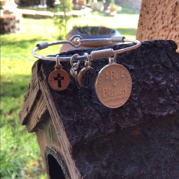 Inspirational Silver Charm Bracelet BLESSED NWT - Picture 3 of 6